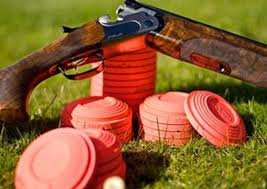 clay targets on grass